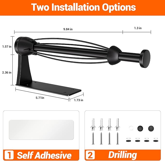 Paper Towel Holder Under Cabinet, Single Hand Operable Wall Mount