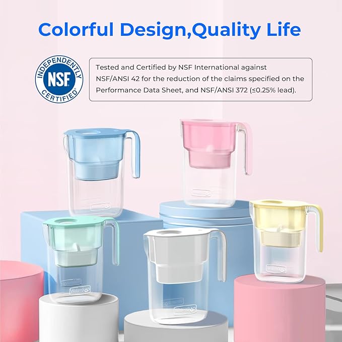Waterdrop PT-05P Water Filter Pitcher, 7-Cup Capacity, NSF Certified, 5X Longer