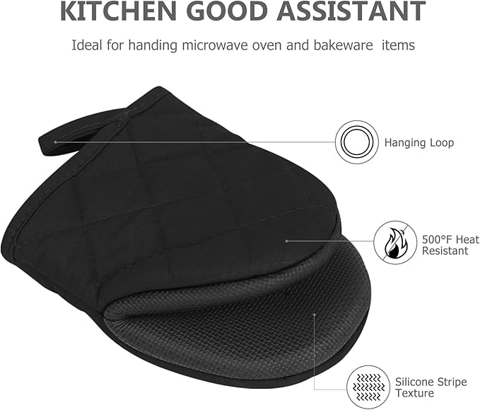 Oven Mitts and Pot Holders Set, Heat Resistant Silicone Kitchen Mini Oven