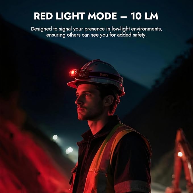 WUBEN H1 Pro Rechargeable Headlamp, 1200 High Lumen Ultra Bright LED Head Lamp, 11 Modes 180°Adjustable IP68 Headlight with Red Light for Outdoors Camping Hunting Hiking Running Fishing Gear