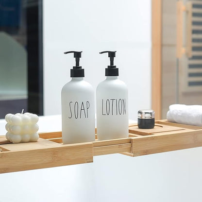 MOMEEMO White Soap Dispenser Bathroom Set, Contains Hand and Lotion Dispenser