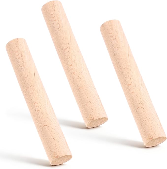3 Pieces Small Wood Rolling Pin, Dumpling Roller 6.6 Inch Short Rolling Pin