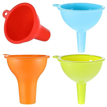4 Pack Kitchen Silicone Funnel, 4 Colors Kitchen Funnel Set Wide Mouth Funnels