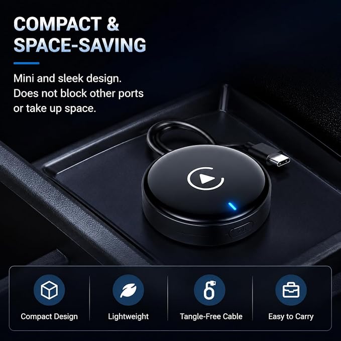 Compact USB Wireless Carplay/Android Auto Adapter for BMW Z4 G29 2018-2022,Voice Control Plug and Play