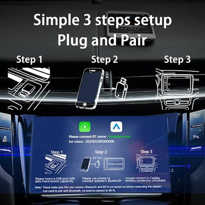 Wireless CarPlay & Android Auto Adapter for GMC Acadia 2017-2024,Ultra Mini Dongle Converts Easy Setup Plug and Play,Gold