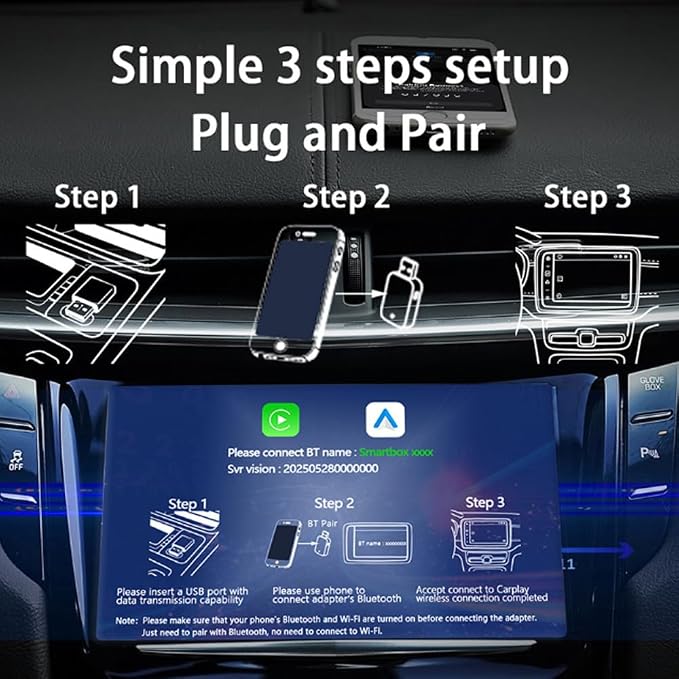 Wireless CarPlay & Android Auto Adapter for KIA Sorento 2017-2024‌,Ultra Mini Dongle Converts Easy Setup Plug and Play,Gold