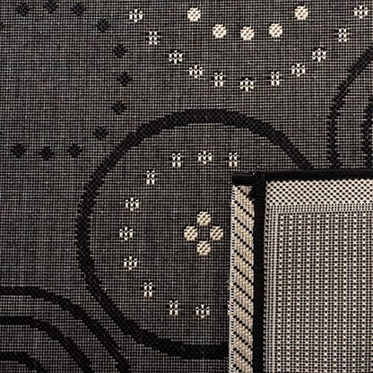 SAFAVIEH Washable Rug Outdoor Courtyard Collection - 2'3" x 12' Runner, Black & Sand, Non-Shedding & Easy Cleaning, Ideal for Patio, Entryway, Mudroom, Hallway, Kitchen (CY1906-3908)