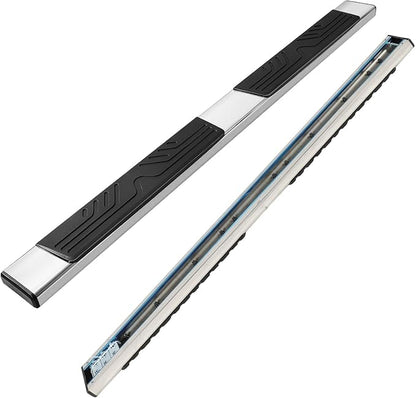 PZ 6.5" Rustproof Running Boards Side Steps Compatible with Chevy Silverado/GMC Sierra 1500 Crew Cab 2019-2026, 2020-2026 2500HD 3500HD,500 lbs Mirror Stainless Steel Side Step Nerf Bar Ridge Pattern