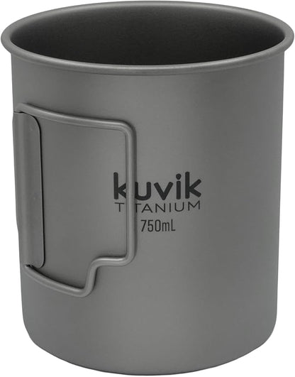 Kuvik Titanium Pot with Lid 750ml (25.4 oz) - Ultralight and Compact Pot for Backpacking, Camping, and Survival