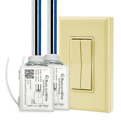 RunLessWire Fan & Light Battery-Free DIY Wireless Light Switch Kit 150ftRF