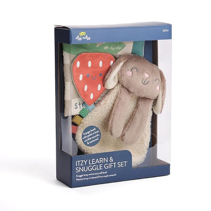 Itzy Ritzy Bunny Lovey & Crinkle Book Gift Set - Learn & Snuggle Gift Set Includes Soft Sherpa Bunny Lovey & Soft Book with Flap, Textures & Crinkle Sounds (Bunny)