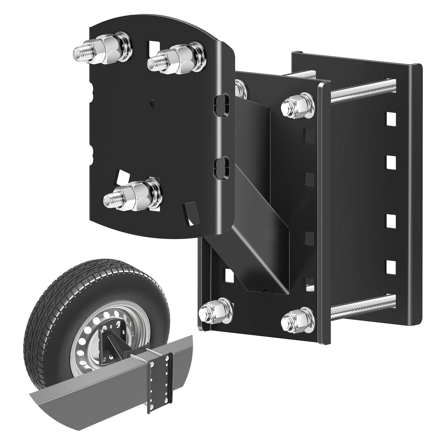 Qualward Spare Tire Mount Bracket for Trailer & Carrier - 300lbs Capacity, Fits 4 & 5 & 6 Lugs Wheels on 4, 4.25, 4.5, 4.75, 5 o