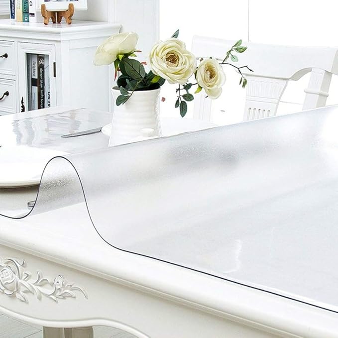 NECAUX Custom 40 x 52 Inch Frosted Table Cover Protector, 1.5mm Thick Plastic Waterproof Heavy Duty Desk Pad Mat Non-Slip Tablecloth Protector for Coffee Table, Sofa Table, Media Stand, Countertop