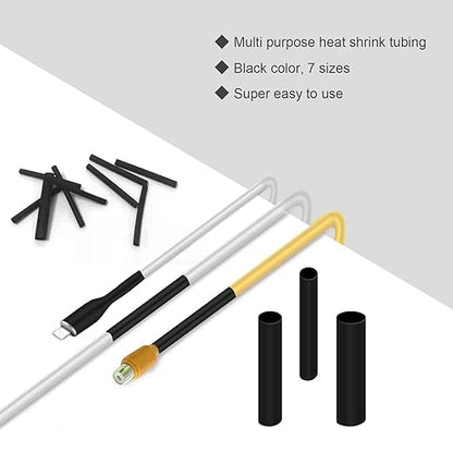900Pcs Wire Heat Shrink Tubing Kit, Industrial Heat-Shrink Tubing for Wires, 2:1 Marine Grade Heat Shrink Wrap, Premium Large Electrical Waterproof Heat Shrink Tape (Black 12 Sizes) DHOOZ