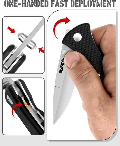 Folding Pocket Knife with Clip, 3" 8Cr13MoV Steel Drop Point Blade with G10 Handle, Liner Lock Pocket Knives for Men Women Outdoor Camping Hunting Hiking Survival Pocketknife