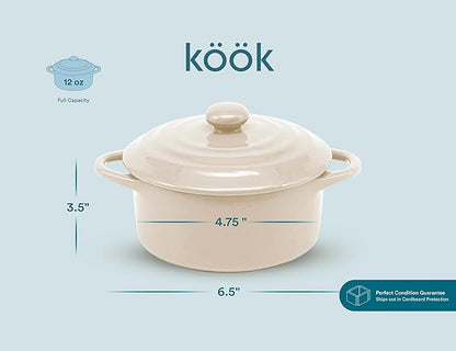 Kook Ceramic Mini Cocotte Set, Small Casserole Dishes