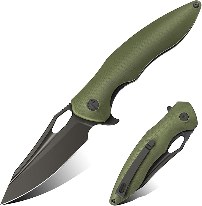 FINTISO Apollo Pocket Knife, 3.3" 14C28N Blade G10 Handle Folding Knife with Liner Lock, Small EDC Knife with Pocket Clip for Camping, Survival, Hunting, Unique Gift for Men Women