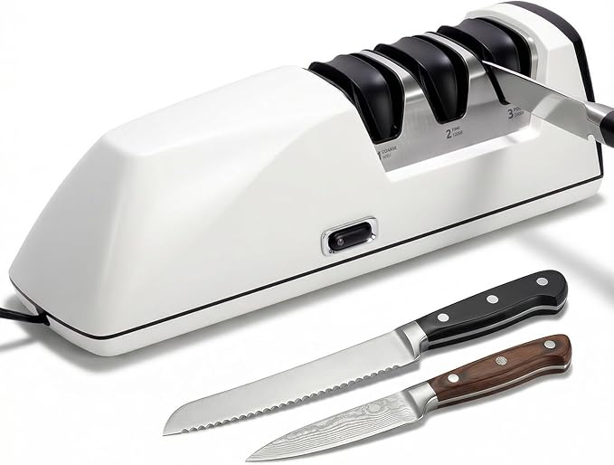 Professional Electric Knife Sharpener, 3-Stage High-Grit Diamond Sharpening
