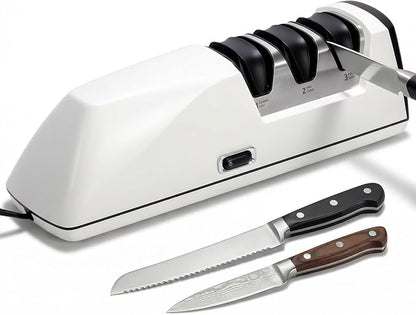 Professional Electric Knife Sharpener, 3-Stage High-Grit Diamond Sharpening