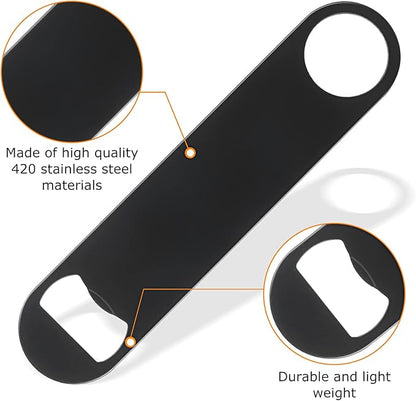 QTLCOHD 20 Pack Flat Bottle Opener 7 Inch Stainless Steel Bottle Openers Bulk Black Beer Bottle Opener Bartender for Kitchen Bar or Restaurant