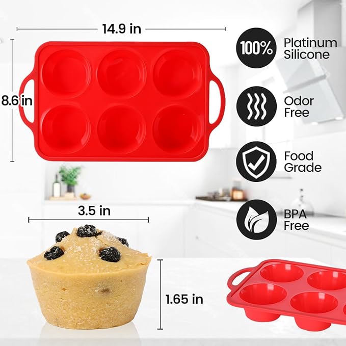 CAKETIME Jumbo Muffin Pan, 3.5 Inch Large Muffin Pan