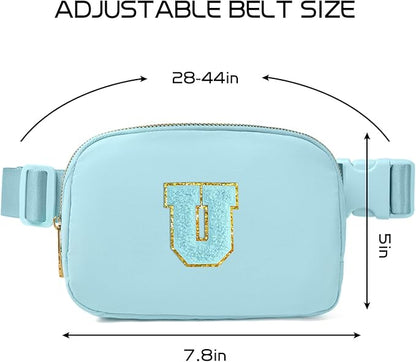 Gitus Gifts for 8 9 10 11 12 Year Old Girls Belt Bag Fanny Pack Crossbody Bags with Initial Letter Patch Cute Stuff Birthday Gifts for Teen Girls Women Personalized Trend Stuff (Icing Blue-U)