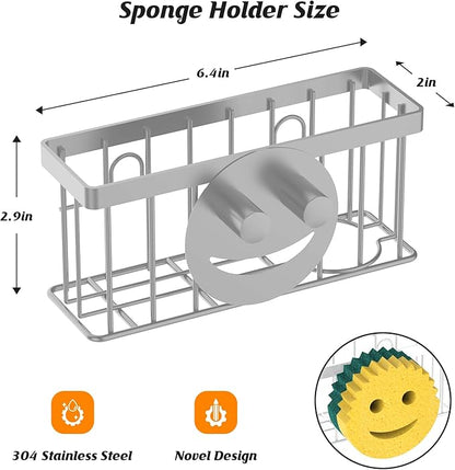 MURLONG Sponge Holder Smiley Face, Sink Caddy, Kitchen Organizer