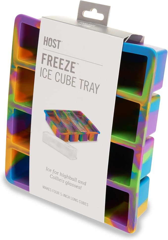 Host Ice Cube Tray, Makes Four 5-Inch Long Cubes, Durable Silicone Trays