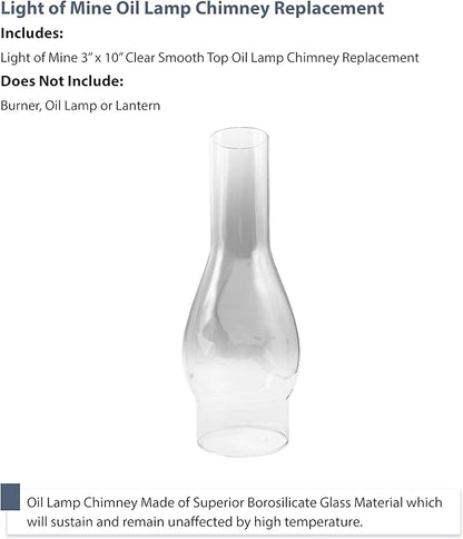 Light of Mine Oil Lamp Replacement Chimneys (3" x 10" Regular)
