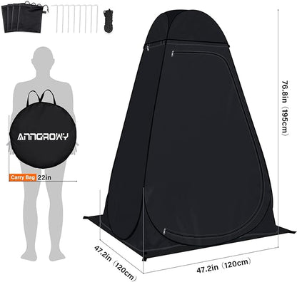 anngrowy Shower Tent Pop-Up Privacy Tent Camping Portable Toilet Tent Outdoor Camp Bathroom Changing Dressing Room Instant Privacy Shelters for Hiking Beach Picnic Fishing Potty, Extra-Tall, UPF 50+