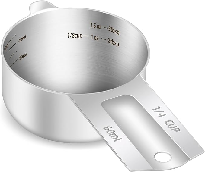 1PCS 1/4Cup Single Measuring Cup, Etched Inner Scale Stainless Steel Measure