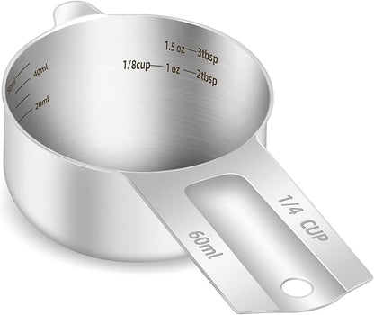 1PCS 1/4Cup Single Measuring Cup, Etched Inner Scale Stainless Steel Measure