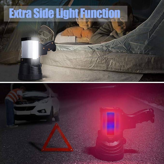 YIERBLUE Rechargeable Spotlight, Super Bright 99,000 High Lumen LED Handheld Spotlight Long Lasting Large Flashlight Searchlight and Flood Camping Flashlight with Foldable Tripod