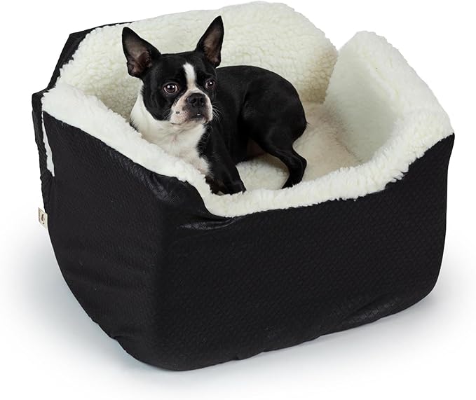 Snoozer Lookout I Car Seat - Dog Car Seats for Small Dogs, Puppy Booster Bed for Small & Medium Sized Pets Up to 25 Lbs, Elevated, Washable - Medium, Black Diamond