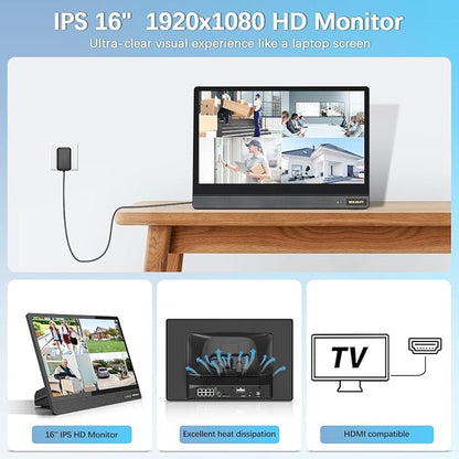 【All-in-One Security System】 4K 2160P Outdoor Wired Security Camera System