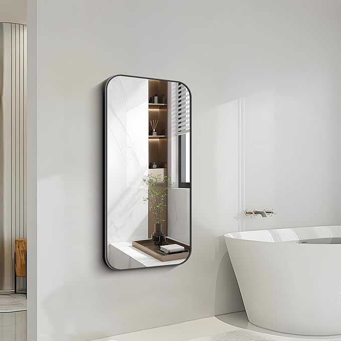 FORBATH Bathroom Mirror 20" x 40", Rectangle Black Bathroom Mirror