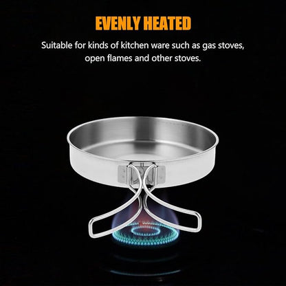 Stainless Steel Camping Frying Pan, 5.82x5.82x1.18inch Portable Outdoor Cooking Pot with Handle Lightweight Non Stick Cookware for Hiking Picnics and Backpacking