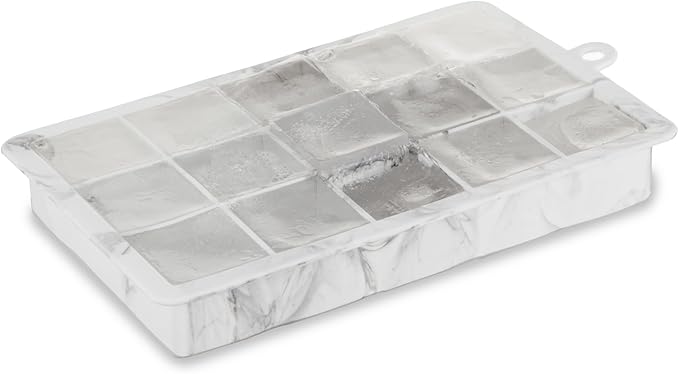 Host Ice Cube Tray with Lid, Makes 15 1.25" Cubes, Durable Silicone Trays
