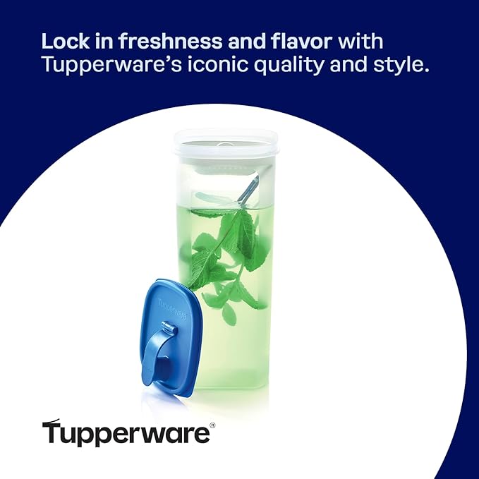 Tupperware Slim Line 2-Pitcher Set in Blue, Dishwasher Safe and BPA Free