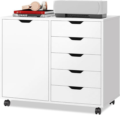 DEVAISE 5-Drawer Wood Drawer Cabinet, Office Storage Cabinet