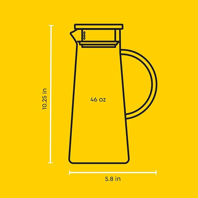 JoyJolt Glass Pitcher with Lid - 50oz Borosilicate Water Carafe