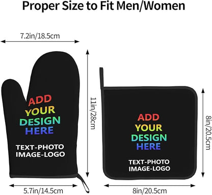 Custom Oven Mitts and Pot Holders Sets Personalized Customized Logo Text Image