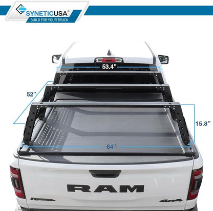 Syneticusa AR Automatic Retractable Truck Bed Cover with R6 Rack for Ford F-150 2004–2026 | 5.5' (67”) Short Bed | Aluminum Hard Retractable Tonneau Cover | Easy Installation | Waterproof, Low-Profile