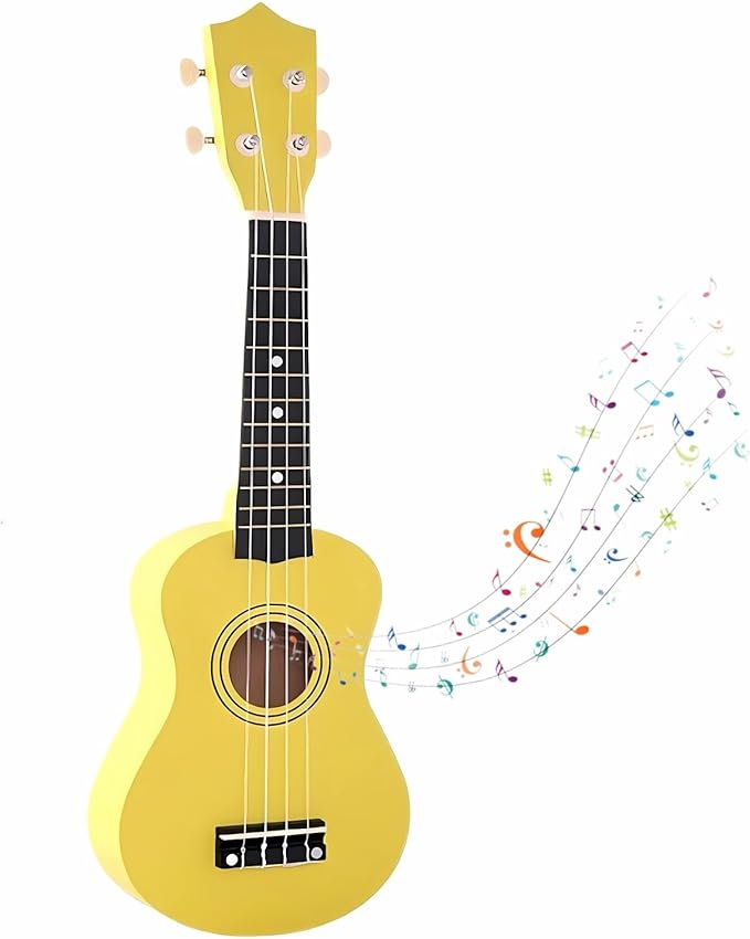 21 Inch Wooden Kids Toddler Child Children Acoustic Guitar Musical Instruments Ideal for 3-9 Year Old Boys Girls Gifts (Yellow)