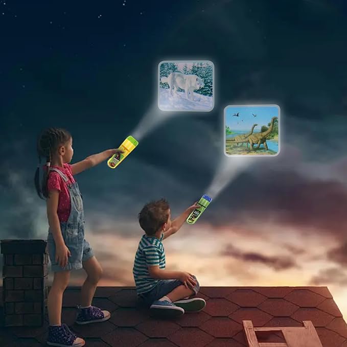 Georgie Porgy Children Projector Toys Educational Science Set Wall Ceiling Tent Torch Flashlight for Kids Gifts for Boys Girls (Dinosaur + Wild Animal)