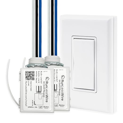RunLessWire 2 Fixture Battery-Free DIY Kinetic Wireless Light Switch Kit 150ft