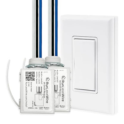 RunLessWire 2 Fixture Battery-Free DIY Kinetic Wireless Light Switch Kit 150ft