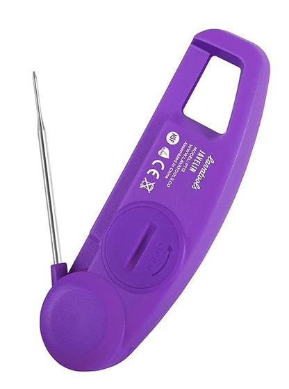 Lavatools Javelin® Ultra-Fast 3-Second Digital Instant Read Meat Thermometer for Grill and Cooking, 2.75" Probe, Compact Foldable Design, Large Display, IP65 Water Resistant, NSF Certified – Ube