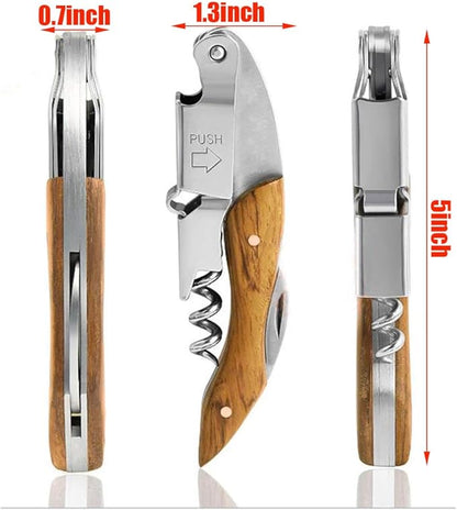 Professional Waiter Corkscrew Wine Key for Bartenders Set of 3,With Long Rosewood Handle Stainless Steel Handle Wine Opener for Bar Restaurant Waiters, Sommelier, Bartend (Big Wood 3 Packs)