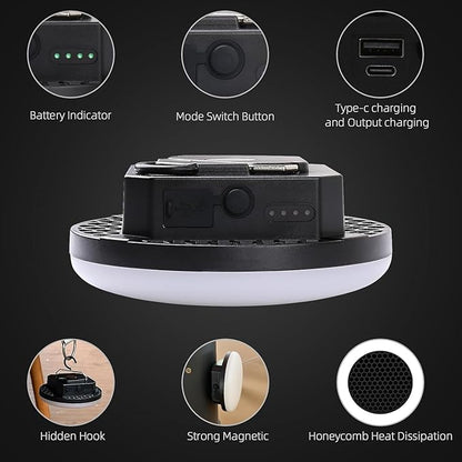 Camping Lantern 10500mAh Rechargeable Battery, 32W Ultra Bright LED Hanging Light with 3 Modes, Waterproof Portable Tent Lighting for Outdoor Emergency & Hiking